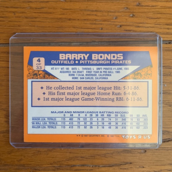 Barry bonds toys r us rookie card - Picture 2 of 2